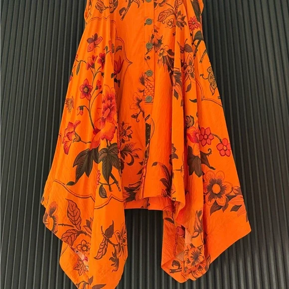 Anthropologie Floral Orange Skirt - Picture 3 of 4